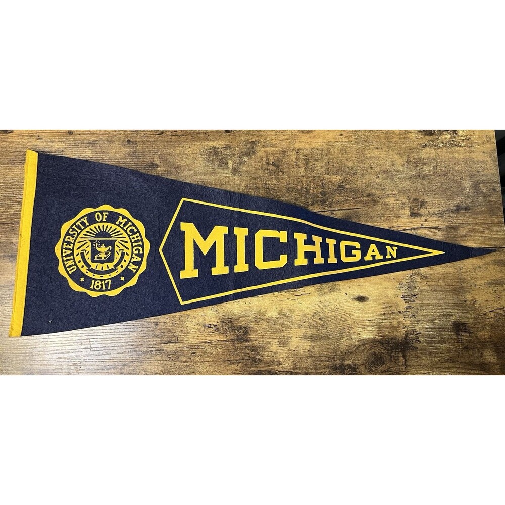 Vintage University of Michigan Wolverines Pennant Flag